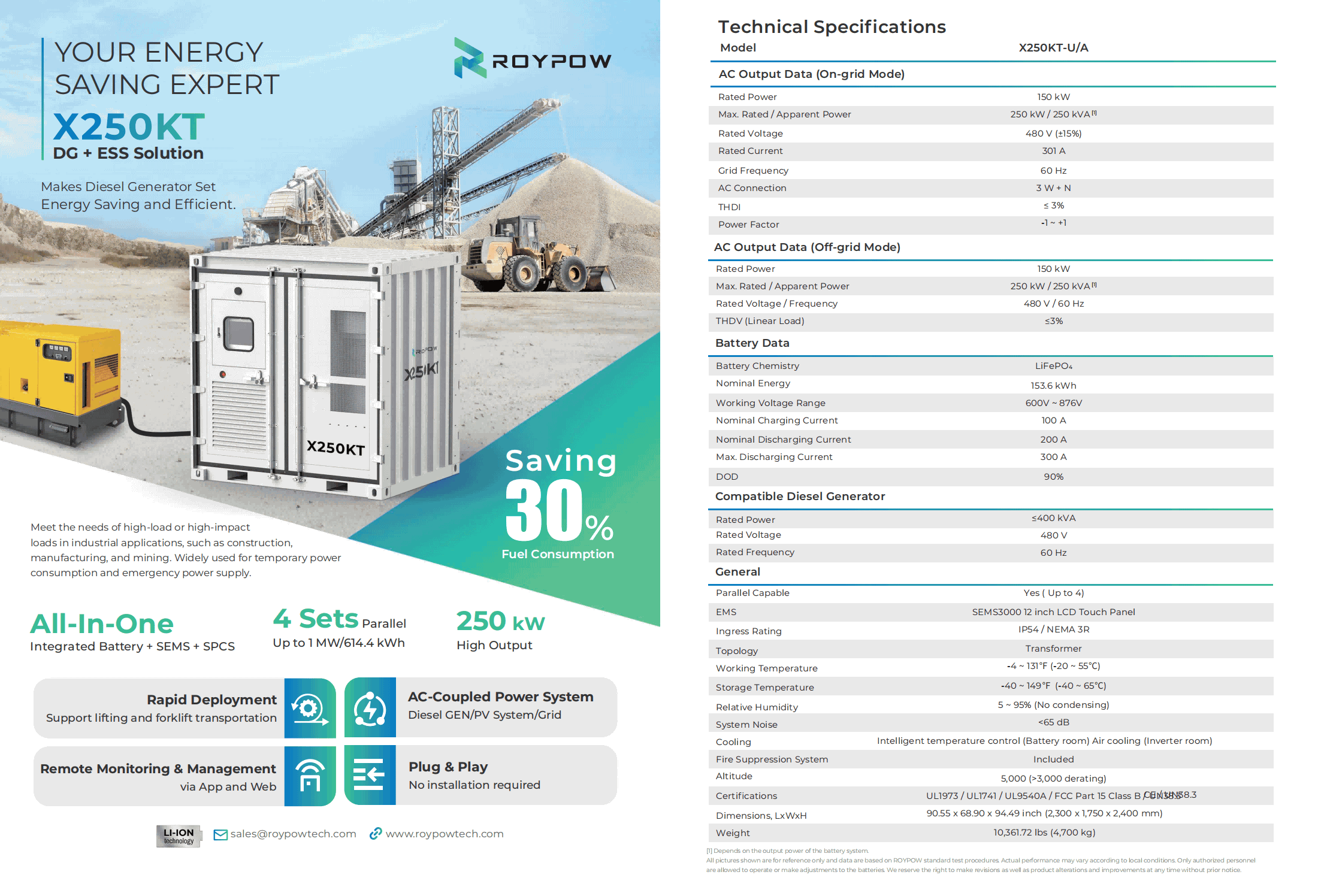ROYPOW X250KT DG + ESS Solution Leaflet (US-standard) - Ver. Jan. 29, 2024_00(1)(1)